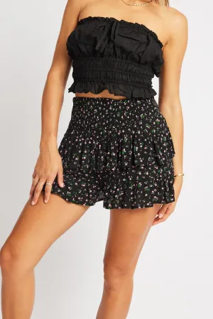 Emerging Designer Simple Outfit Black Ditsy Skort Skirt Mini Elasticated Waist