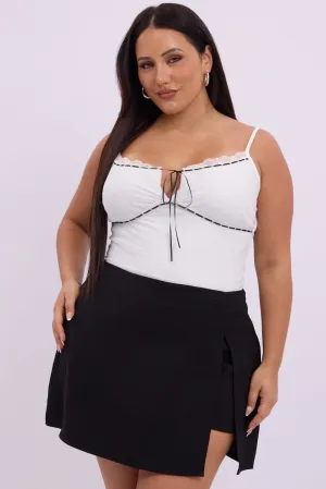 Designer Inspired Black Split Mini Skorts