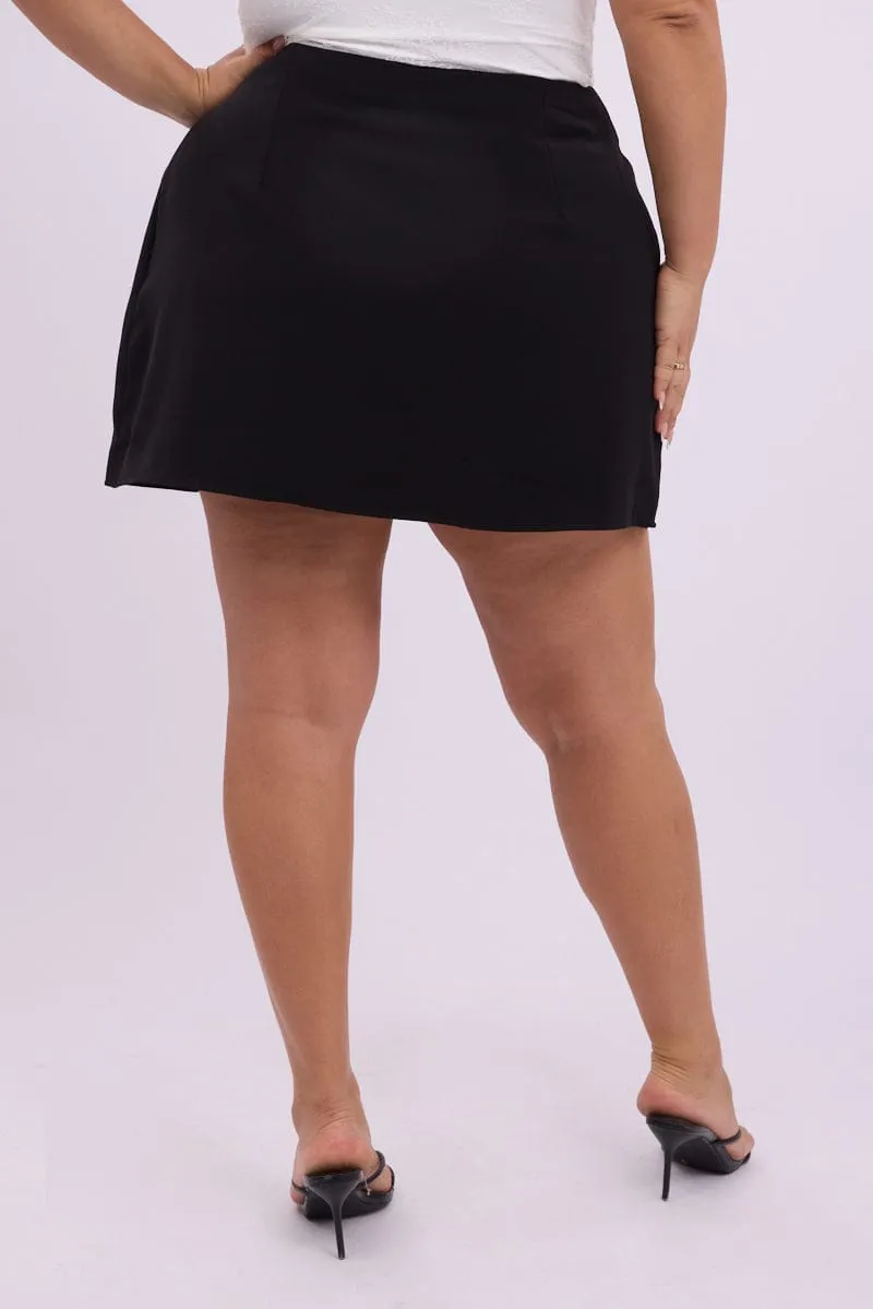 Performance Wear Black Split Mini Skorts