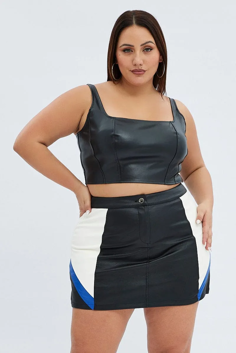 Structured silhouette Black Mini Skirt Faux Leather Biker