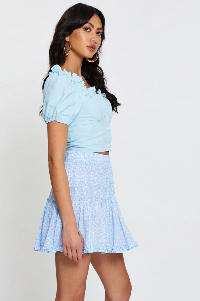 Print Mini Skirt Elastic Waist Seamless Design Modern Wardrobe