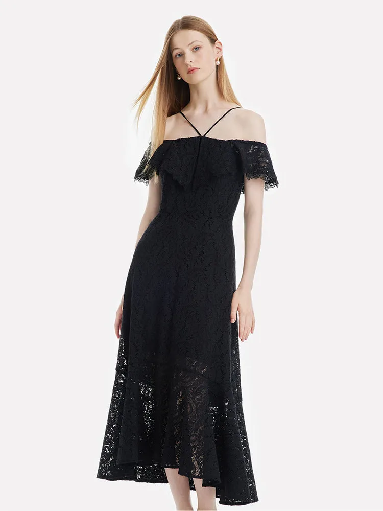 Hollow Lace Midi Dress Plus Fit Casual yet dressy midi