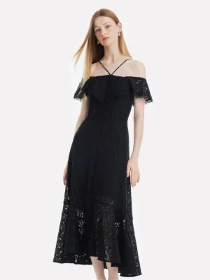 Hollow Lace Midi Dress Plus Fit Casual yet dressy midi
