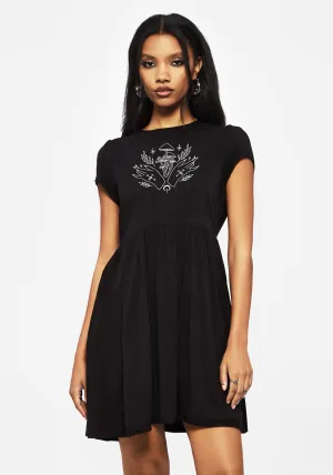 Bold vibrant dress Mystify Embroidered Skater Mini Dress