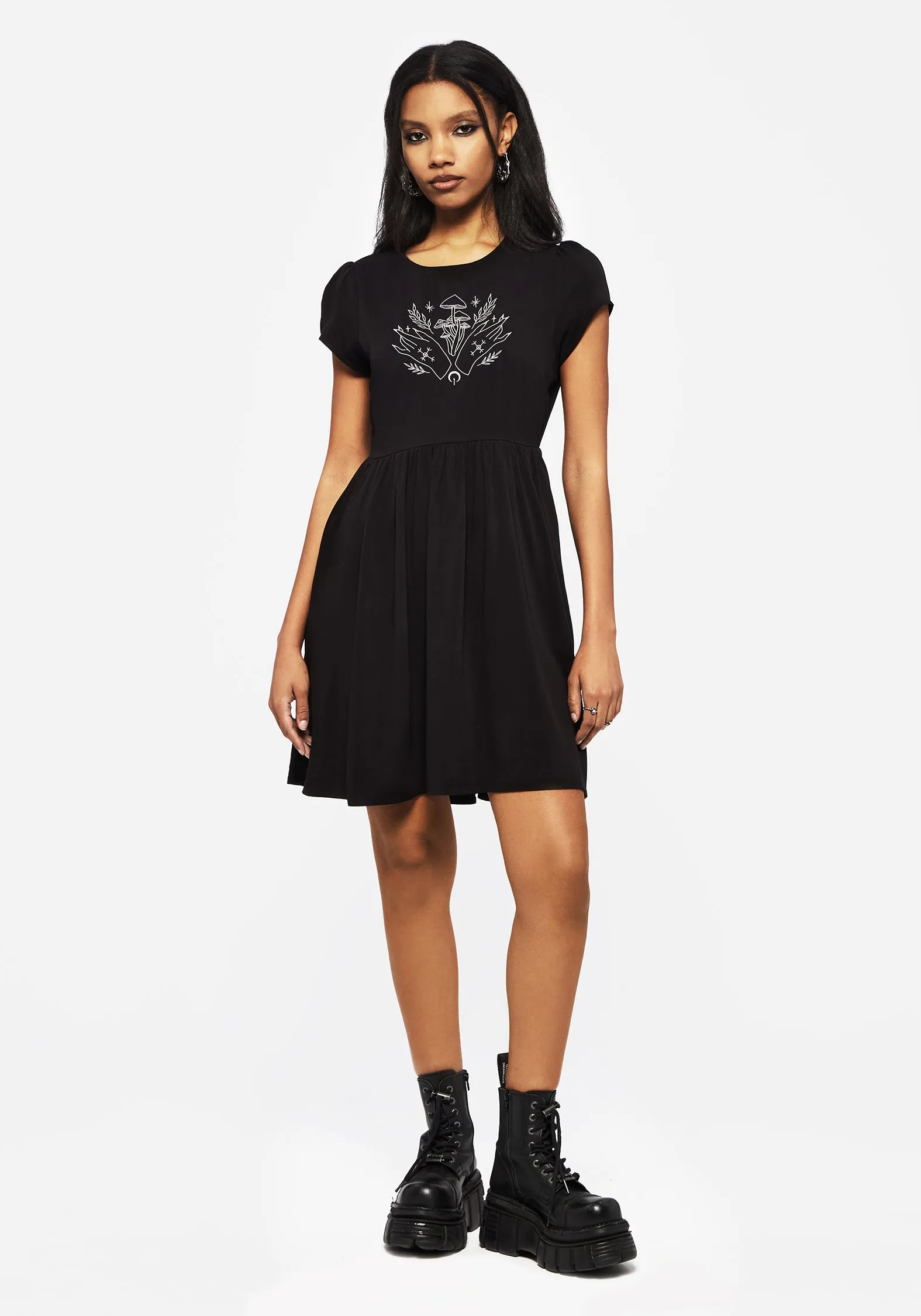 Stage Soft Adaptive Sizing System Mystify Embroidered Skater Mini Dress