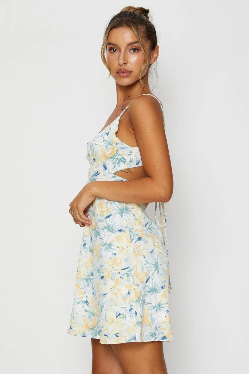 Print A Line Dress Mini Gathered Waist Technique Beat Fresh