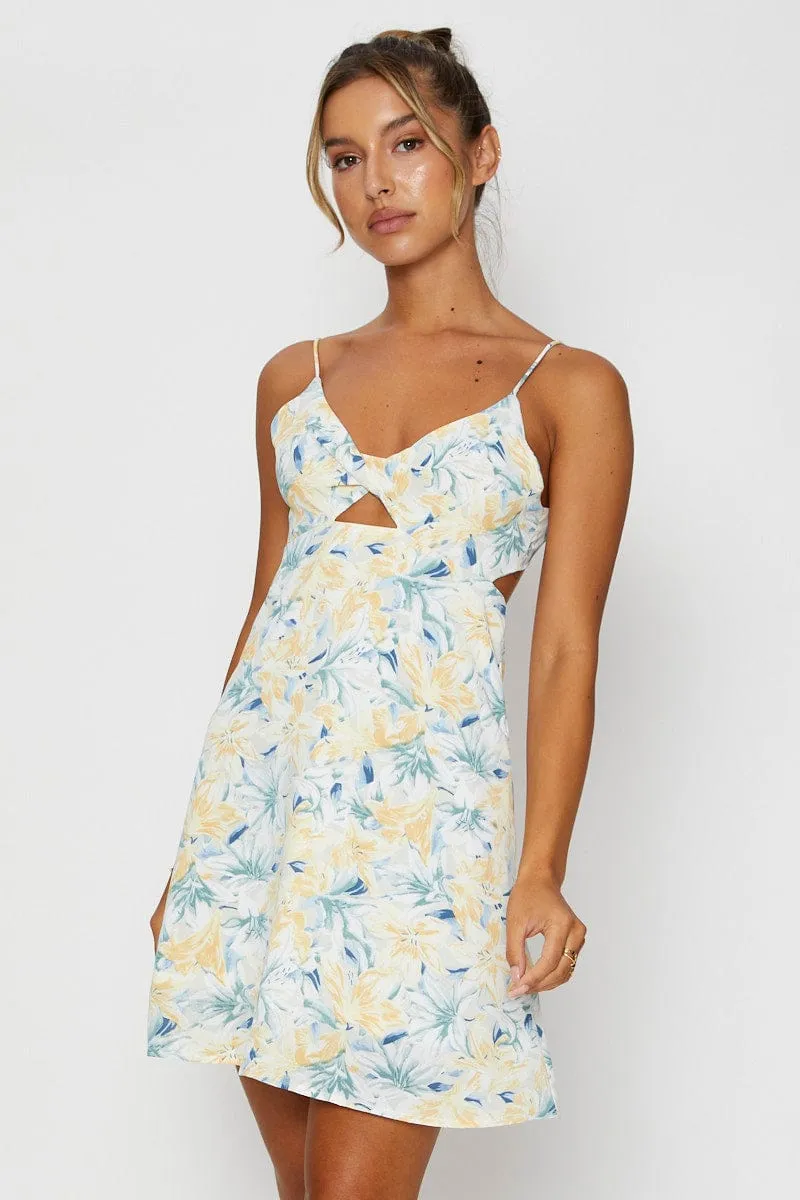 Print A Line Dress Mini Stage Pop