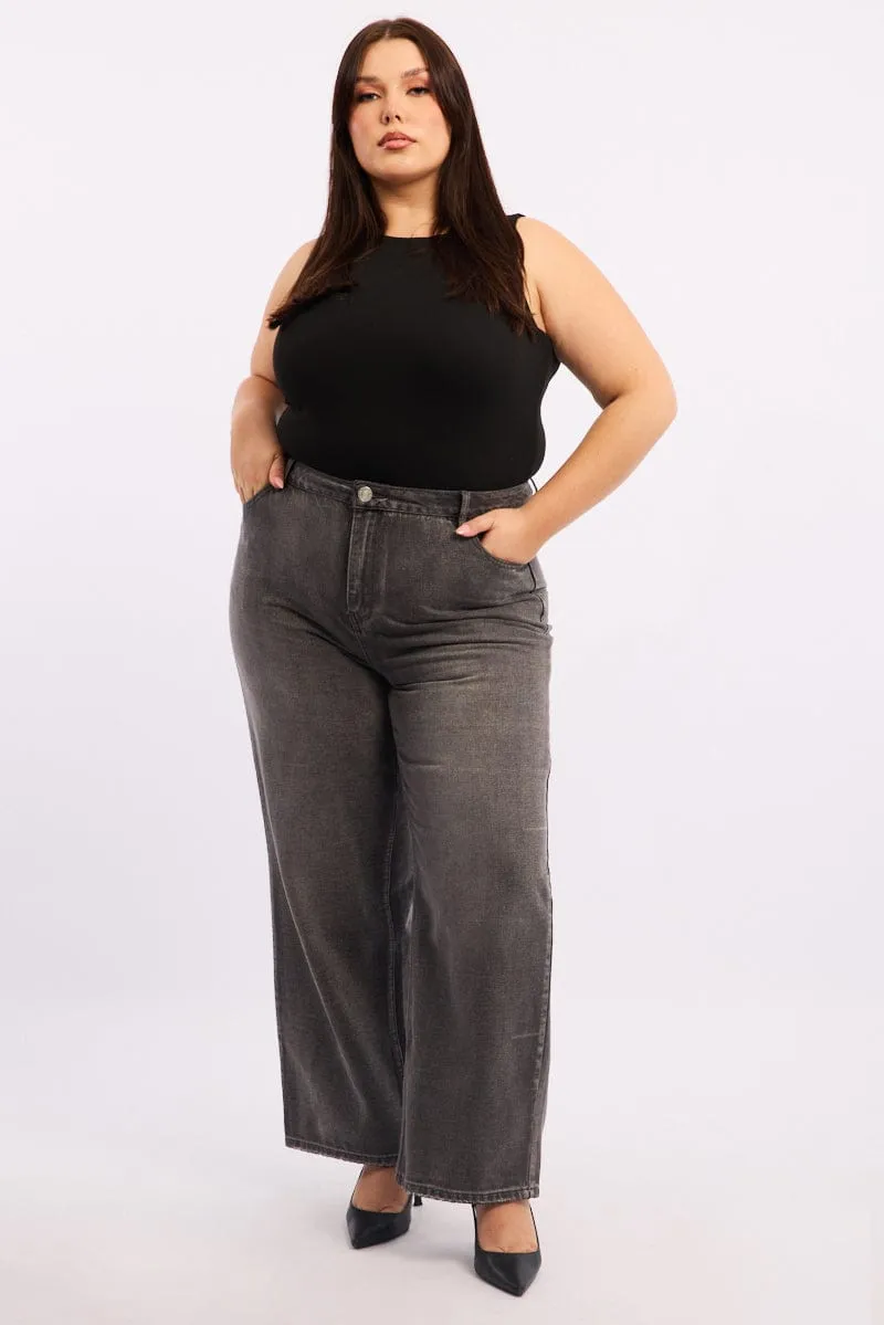 Black Bodysuit Sleeveless Crew Neck Suburb Ease