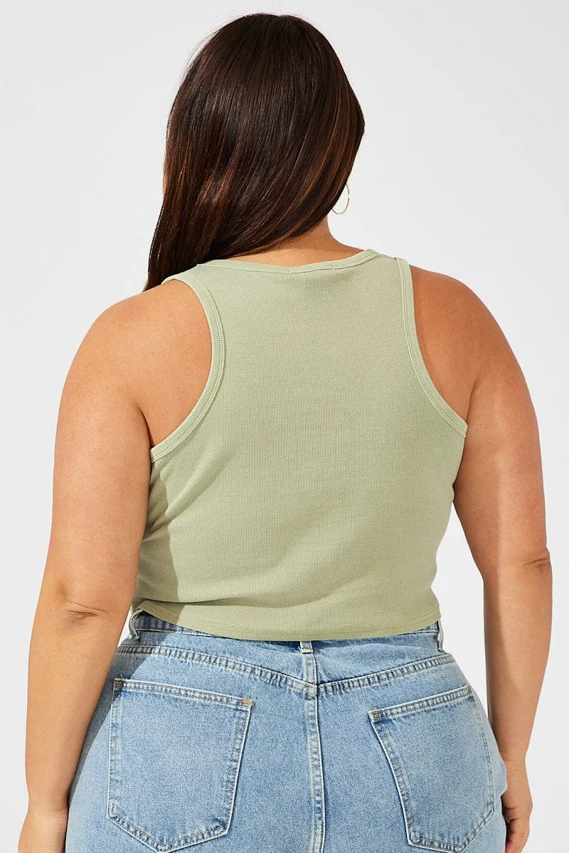 Green Graphic Tank Top Crew Neck Brooklyn Utility Jacket