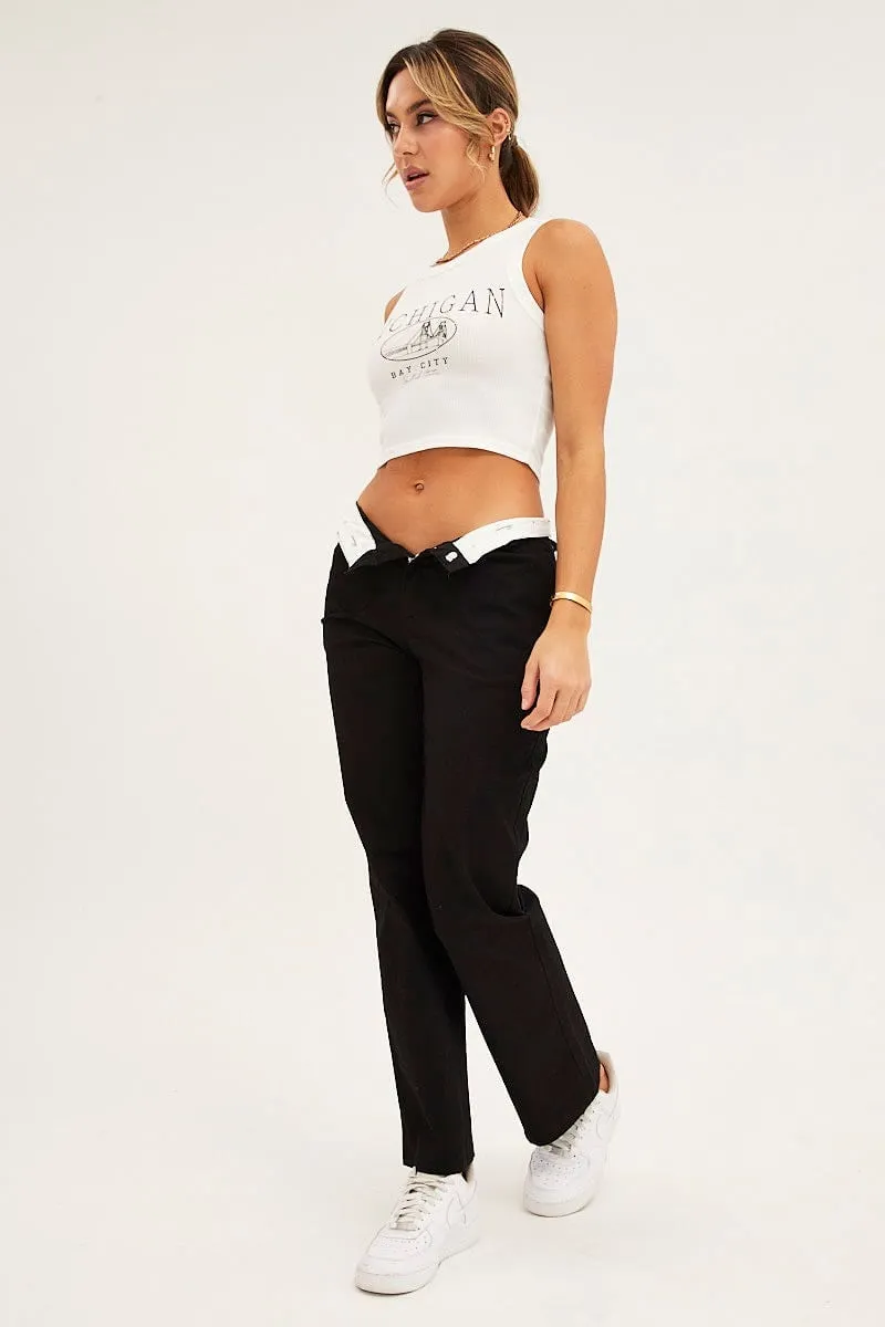 White Graphic Tank Racer Crew Neck Weather Protection SeamFreeEngineering