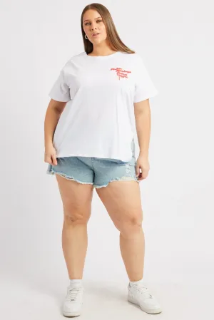 White Graphic T Shirt Short Sleeve Crew Neck Classic Layer