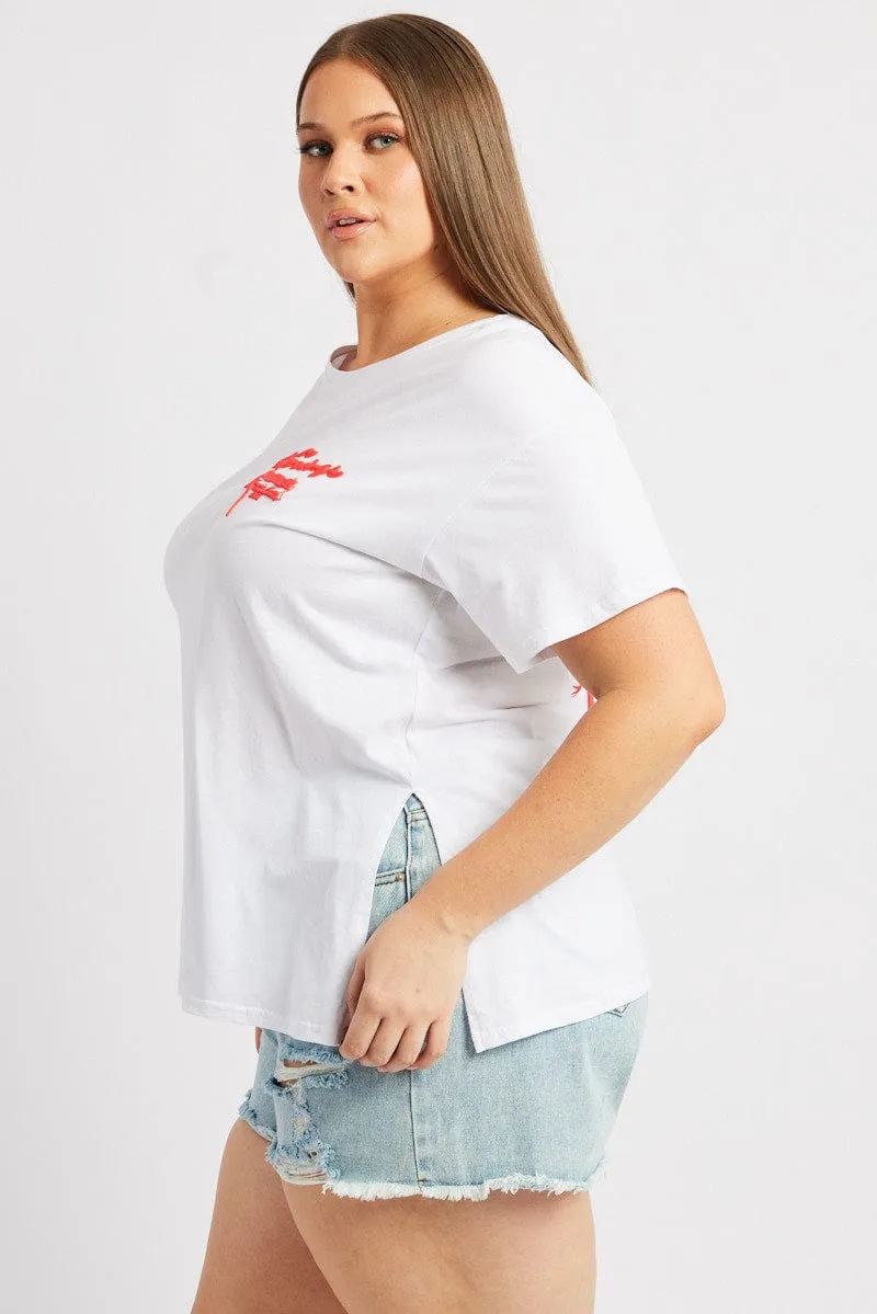 White Graphic T Shirt Short Sleeve Crew Neck Outdoor Essentials