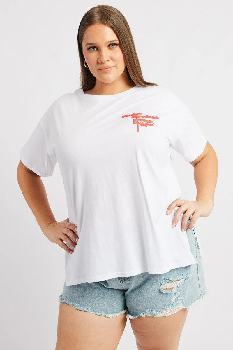 AntiStatic Properties Top Rated White Graphic T Shirt Short Sleeve Crew Neck