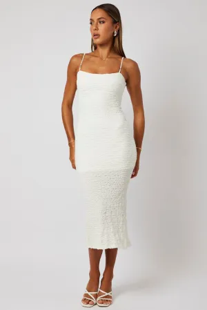White Textured Bodycon Dress Everyday Look