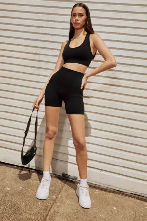 Dream Core Black Seamless Activewear Singlet Top