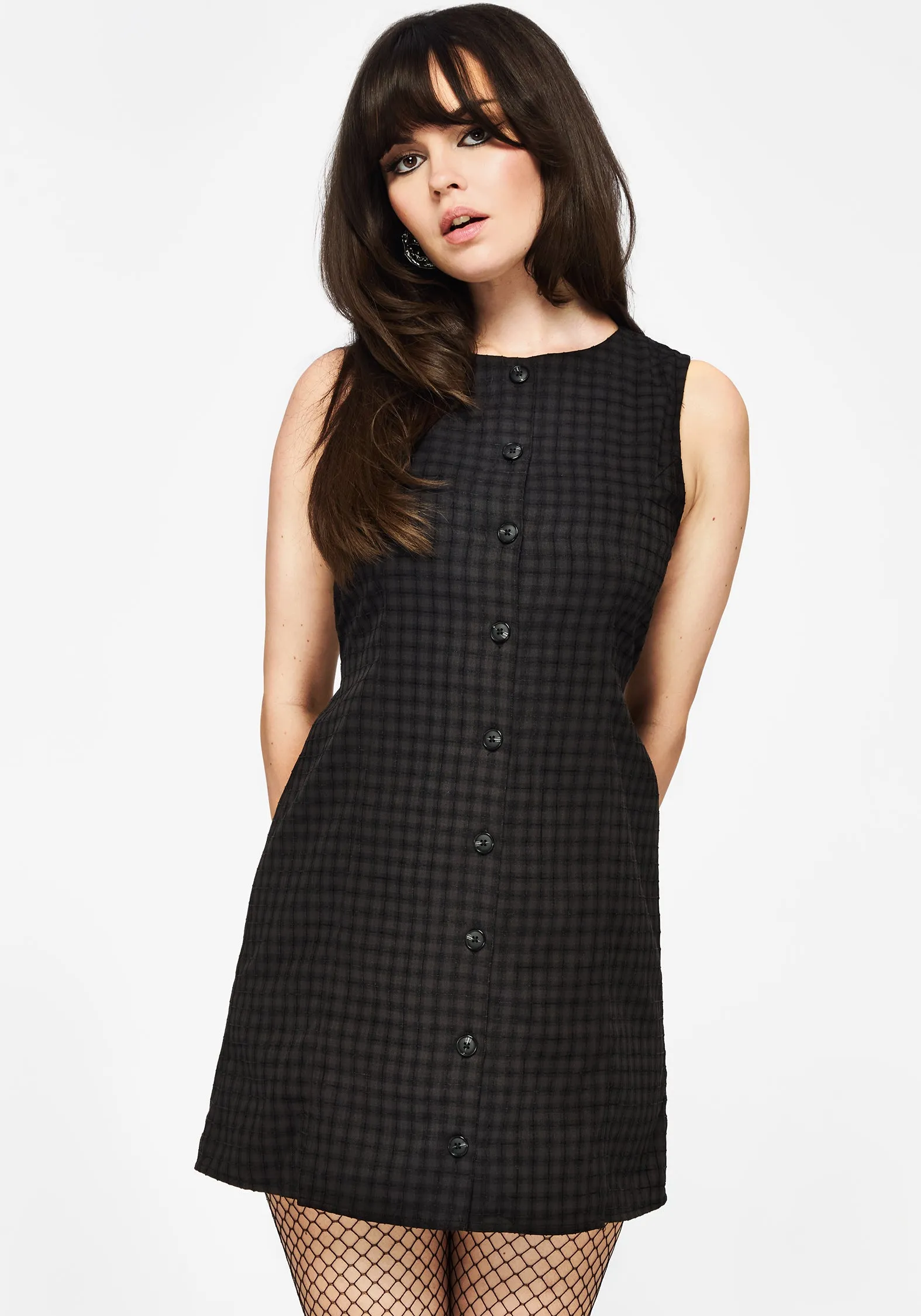 Ziggy Check Button Up Mini Dress Match Fast