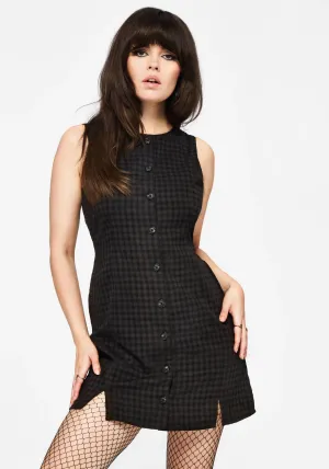 Ziggy Check Button Up Mini Dress Hidden Pocket Design