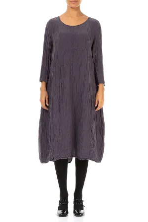 Soft Touch Workwear Essentials Crinkled Vintage Violet Silk Linen Dress