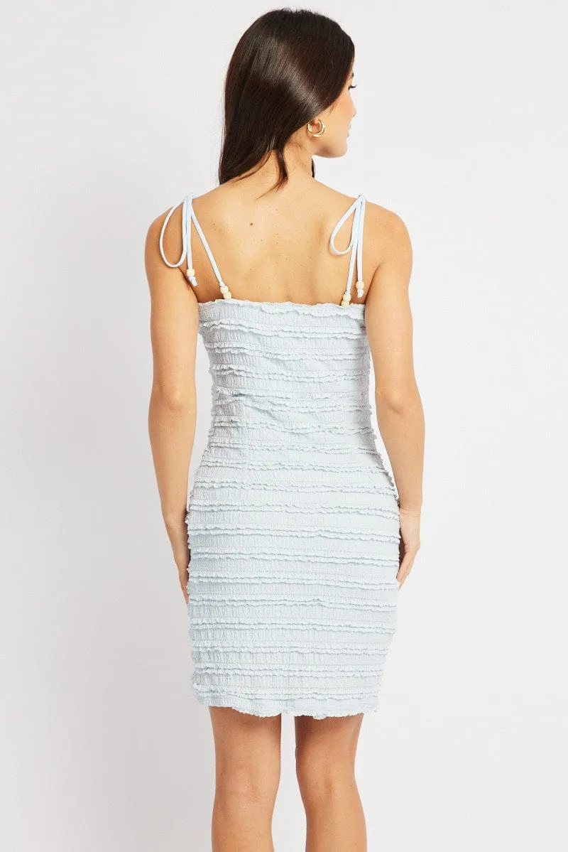 Fast Fit Blue Bodycon Dress Textured Mini
