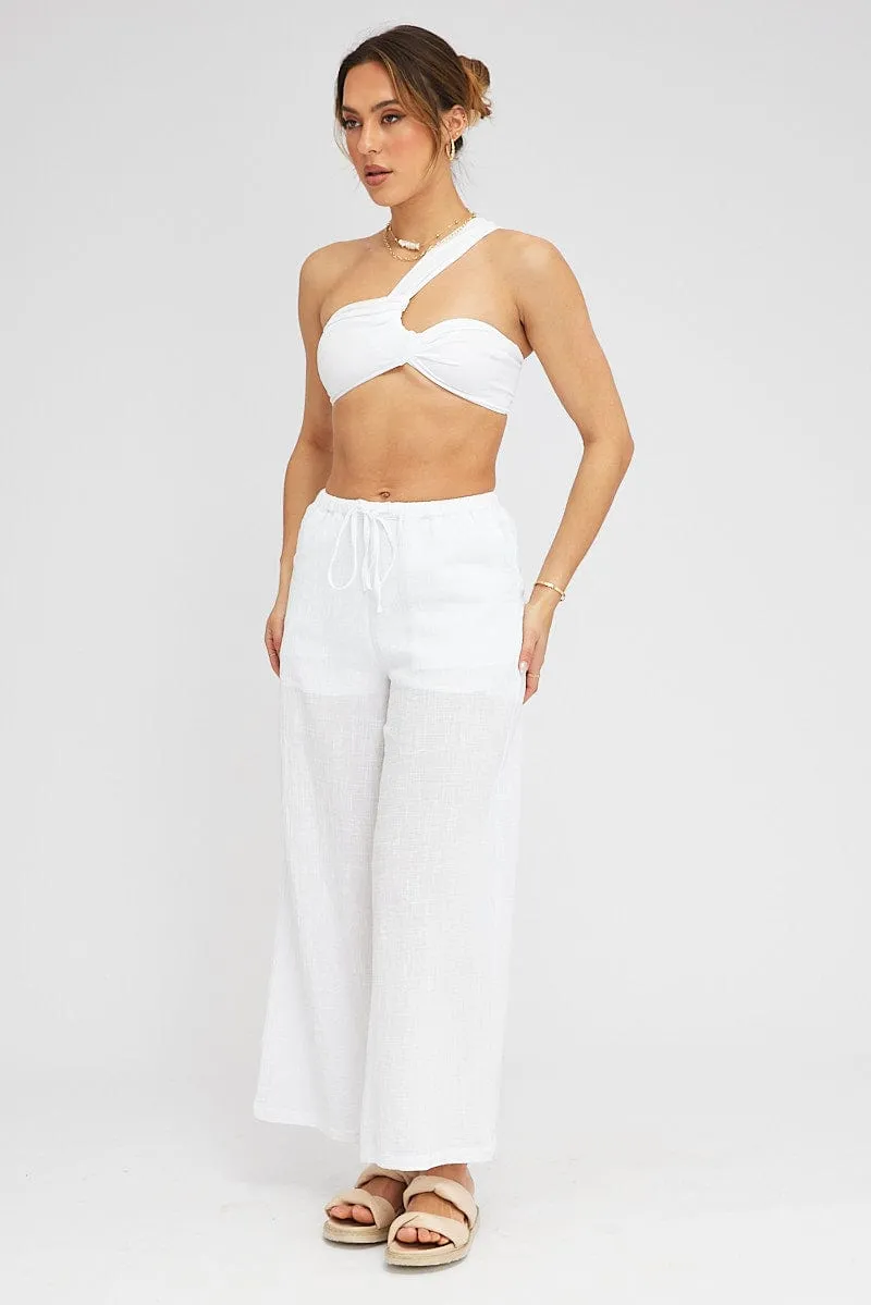 Lightweight Vest White Bralette Twist One Shoulder Seamless