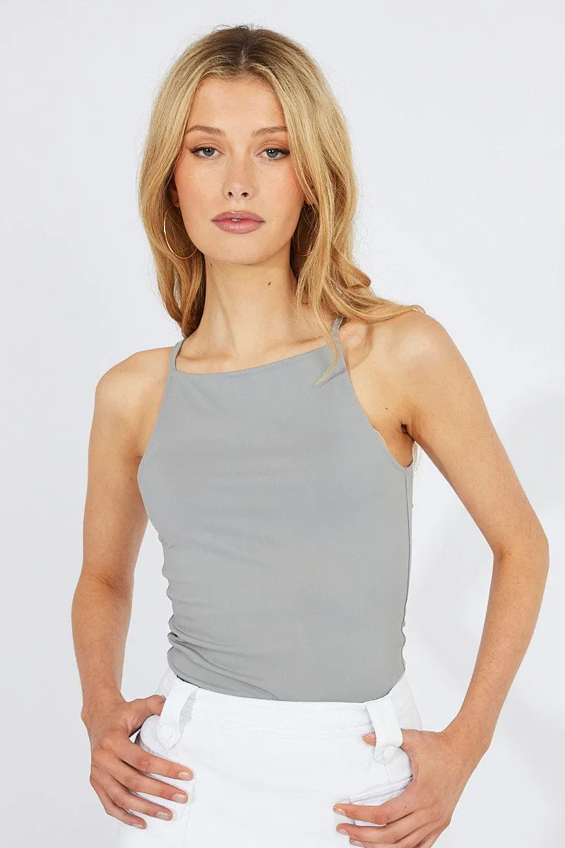 Grey Supersoft Tank Top french chic Durable materials
