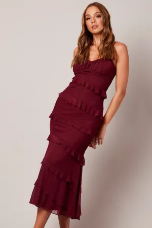 Wardrobe Essential Red Bodycon Dress Singlet Sweetheart Frill