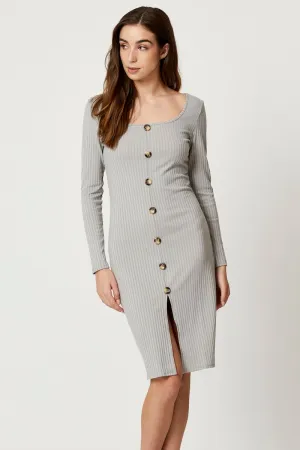Classic Suit Photo Fit Grey Rib Button Front Dress