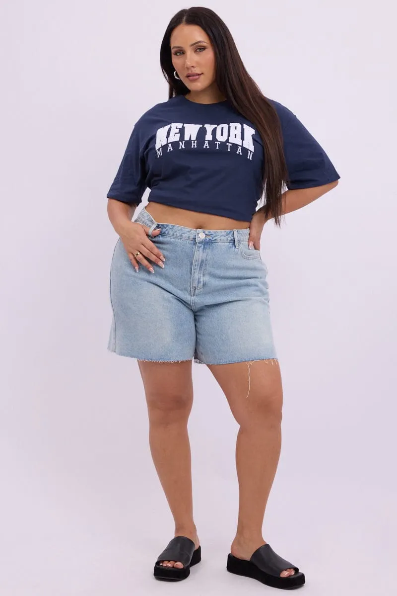 Gentle Power WaterRepellent Coating Denim Longline Shorts High Rise Relaxed Fit Raw Hem