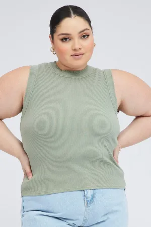 Green Tank Top Sleeveless Crew Neck Classic Shirt