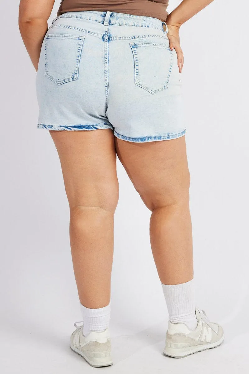 Denim Mom Shorts High Rise Acid Wash Wave Core Cozy clothing