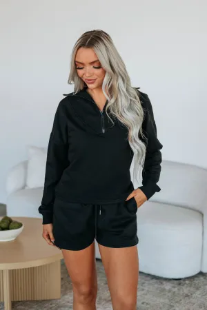 Tova Half-Zip Pullover - Black EcoFriendlyMaterial