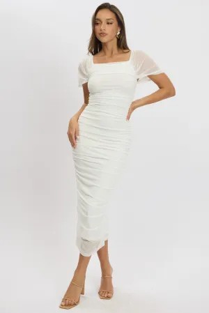 Relaxing Design White Bodycon Dress Mesh