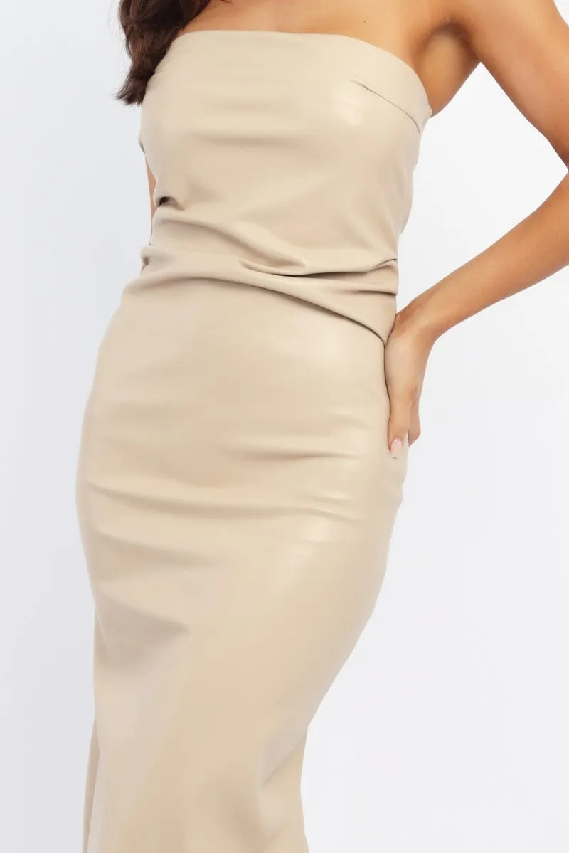 Beige Bodycon Dress Midi Trend Glow