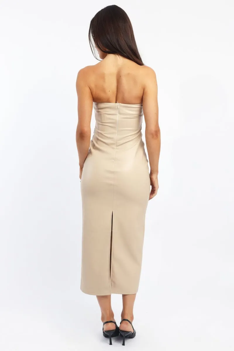 Comfortable Shorts Beige Bodycon Dress Midi