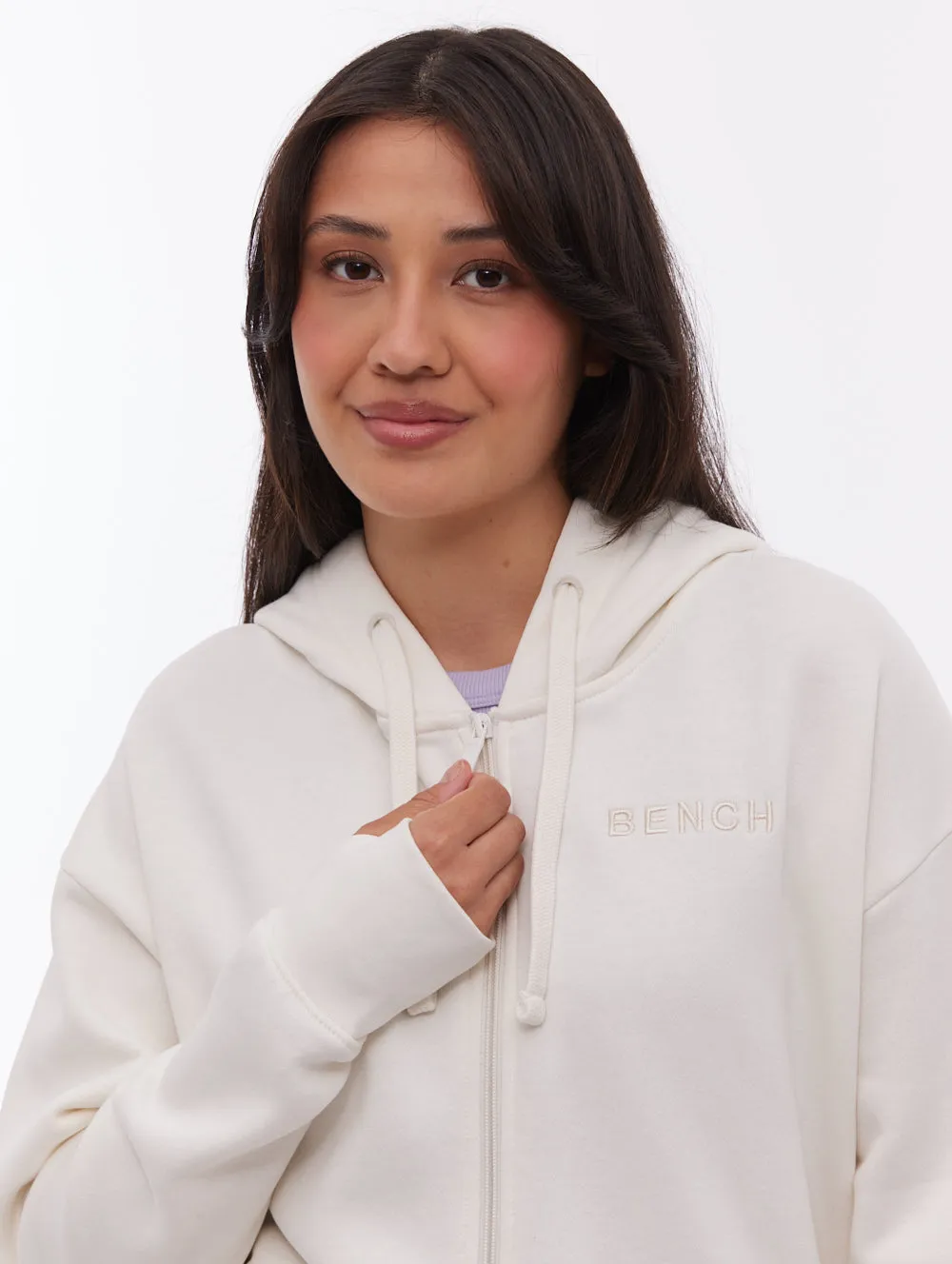 Open Glow Temra Back Logo Zip-Up Hoodie - White