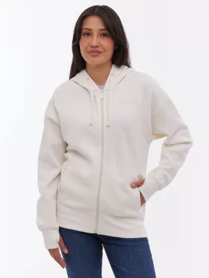 Temra Back Logo Zip-Up Hoodie - White Comfortable Outfit EcoFriendly Material