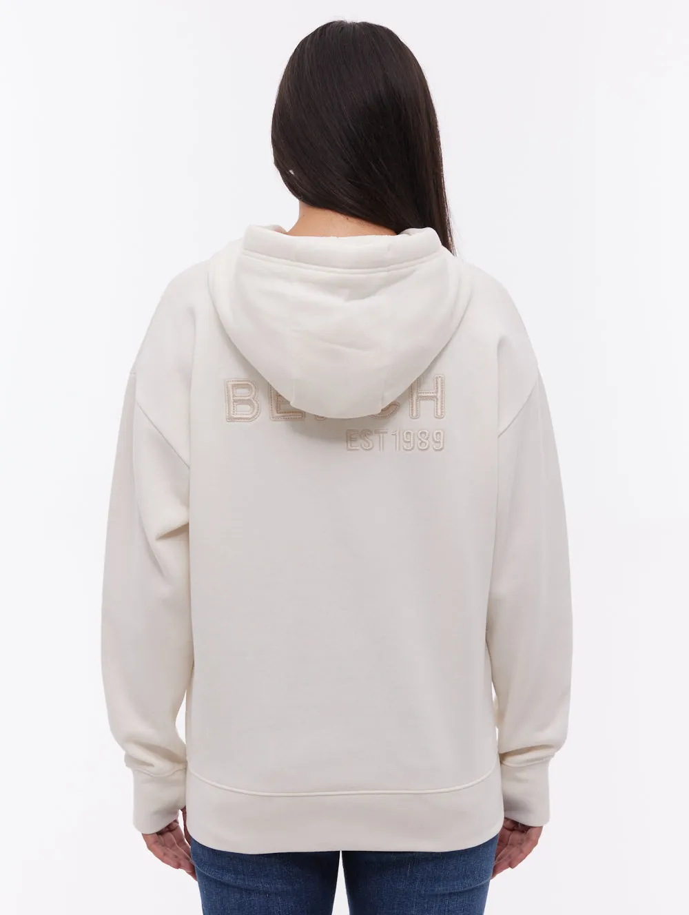Temra Back Logo Zip-Up Hoodie - White Desk Style Effortless Design
