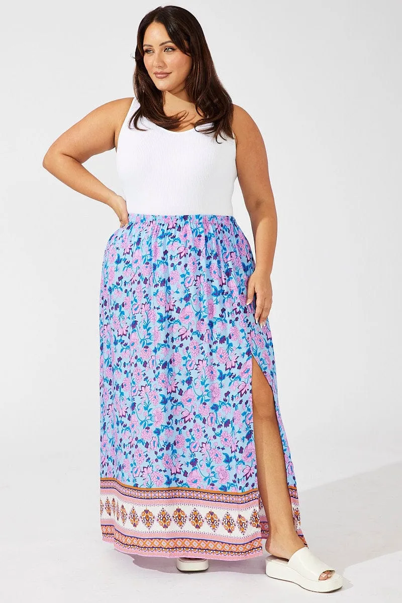 Split hem Multi Boho Boho Maxi Skirt