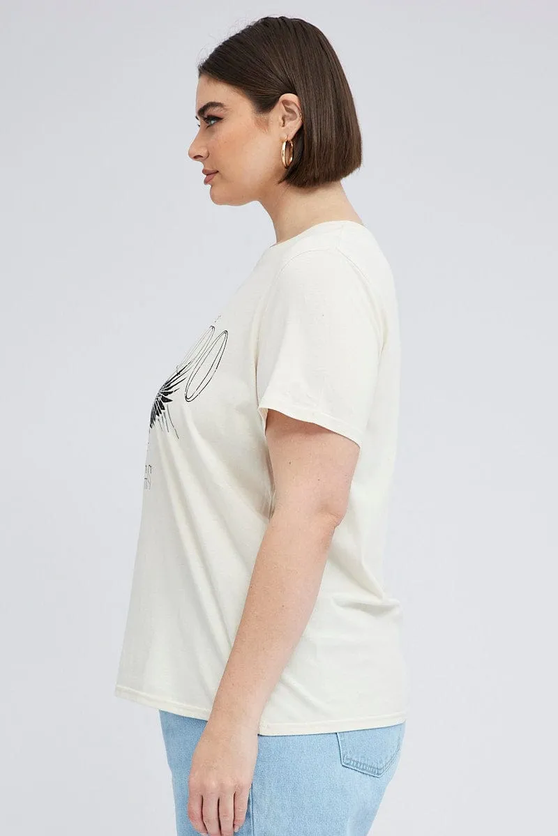 Durable Color Retention Valentine's Day Beige Graphic T-shirt Short Sleeve Crew Neck