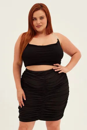 Figure Flattering Minimal Touch Black Mini Skirt Ruched