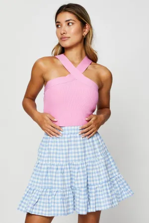 Check Flare Skirt Mini High Rise Elegant Texture High Street Fashion