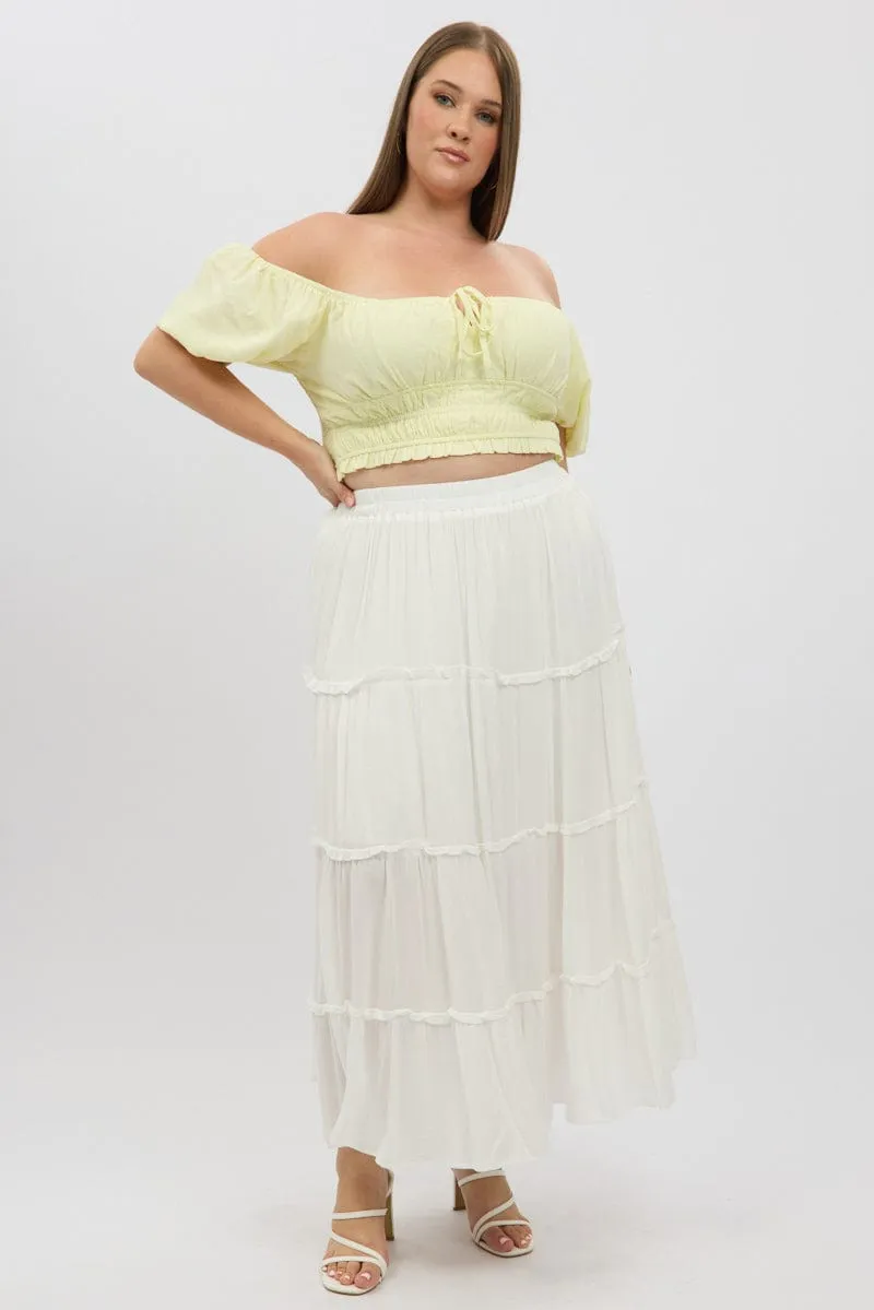 White Tiered Crinkle Maxi Skirt Outfit Flow