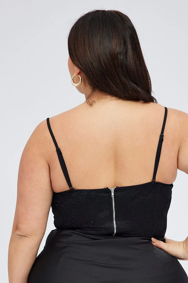 Black Lace Corset Bodysuit NonSlipTrims
