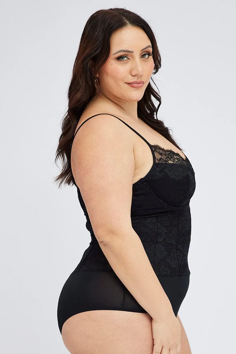 Black Lace Corset Bodysuit Urban Chic