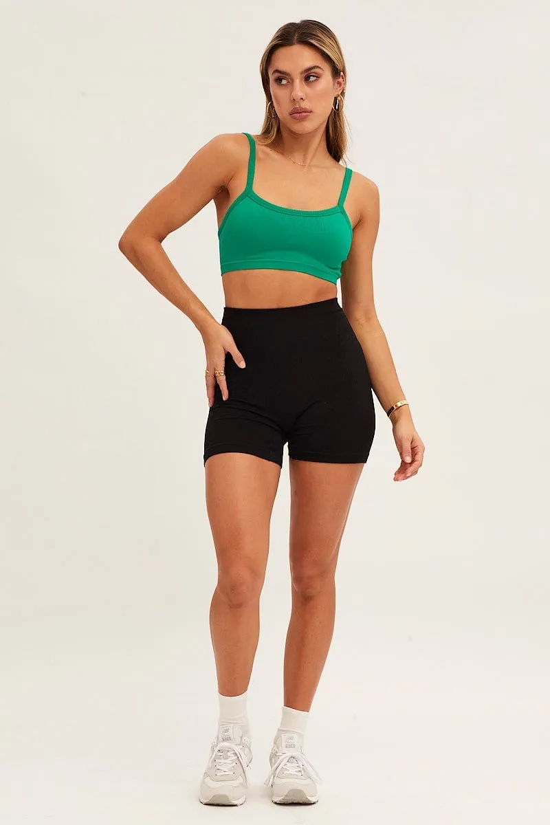 Green Bralette Crop Round Neck Seamless AntiSnagTechnology Morning Walk