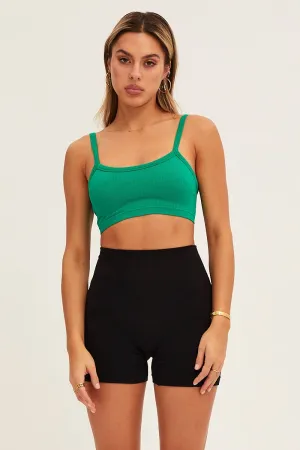 Chic Wear Green Bralette Crop Round Neck Seamless