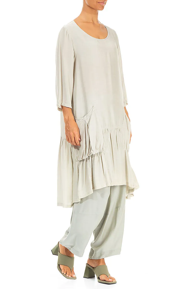 outdoor mode AntiSnagTechnology Flared Taupe Silk Bamboo Tunic Dress