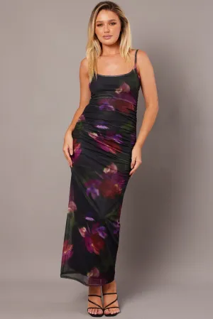 Silk Glow Multi Floral Bodycon Dress Singlet
