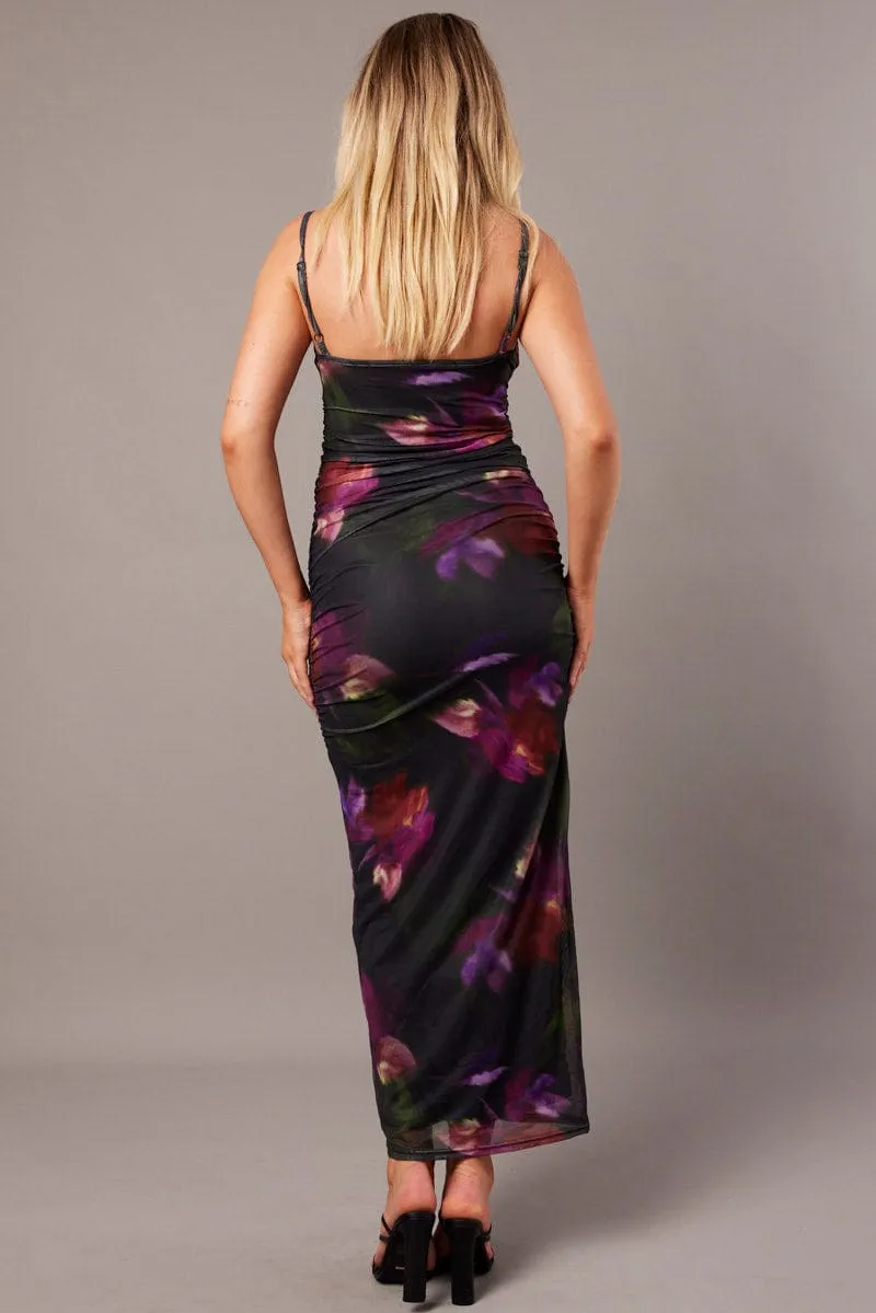 Fashion Trend Modular Attachment System Multi Floral Bodycon Dress Singlet