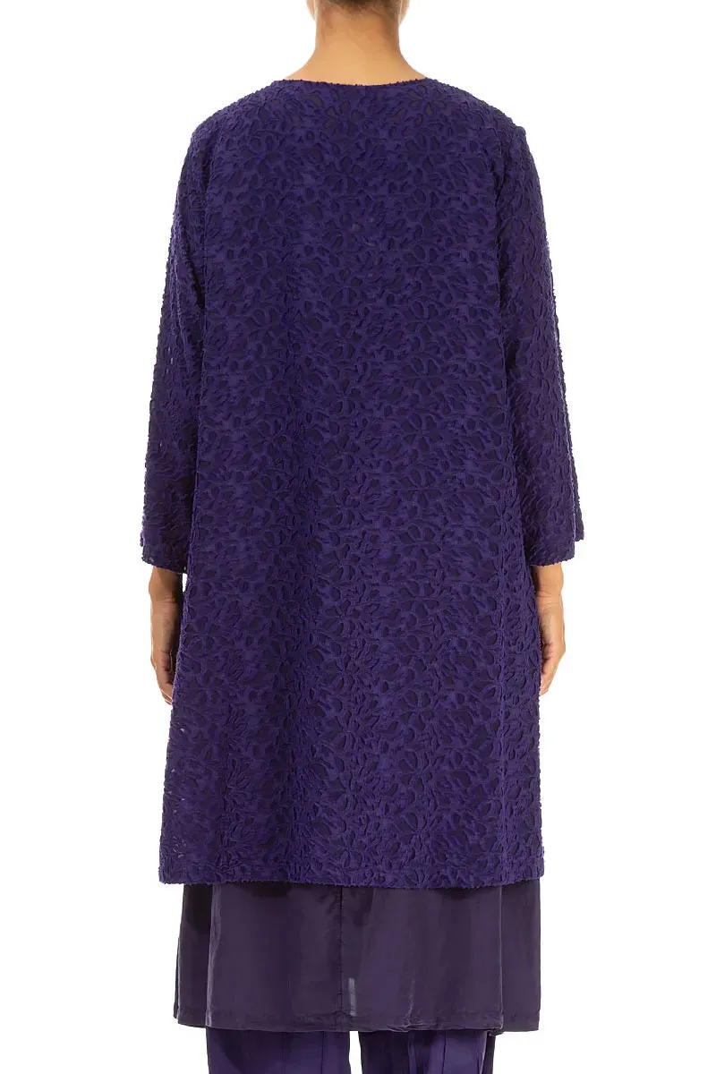 Glass Fit AbrasionResistant Fabric Floral Texture Layered Royal Purple Silk Dress